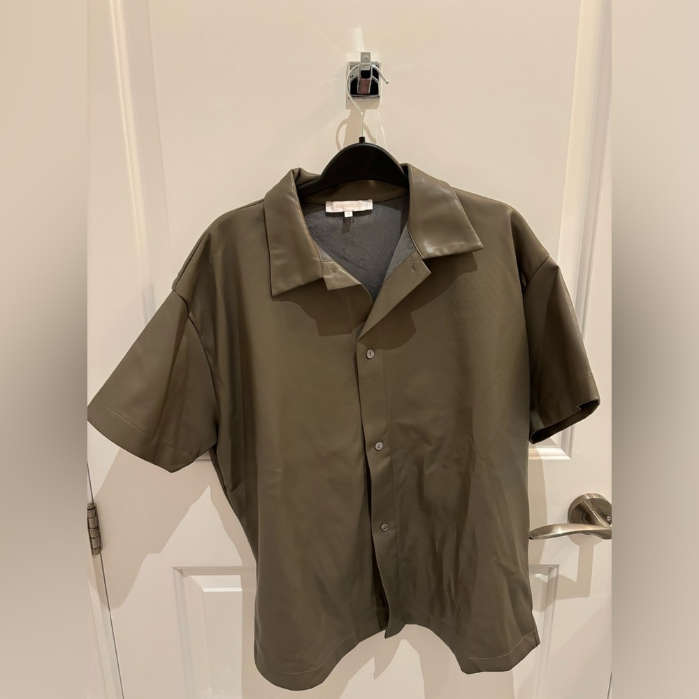 Leather Button Down Blouse